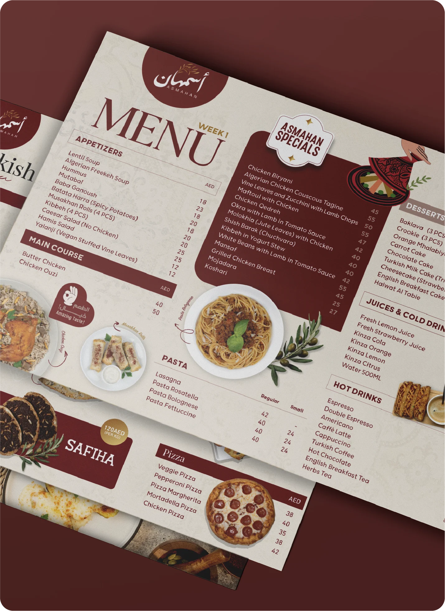 Asmahan Restaurant Menus